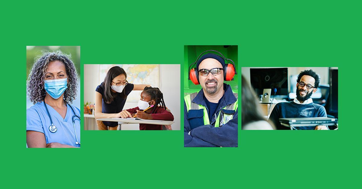 Photo of four AFSCME members in different professions
